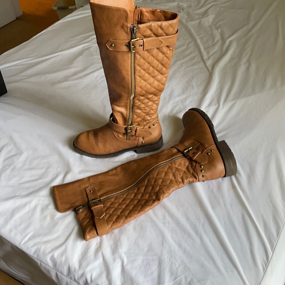 Tan knee high boots